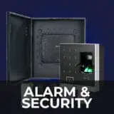 security and cctv equipment with the words alarm and security overlayed