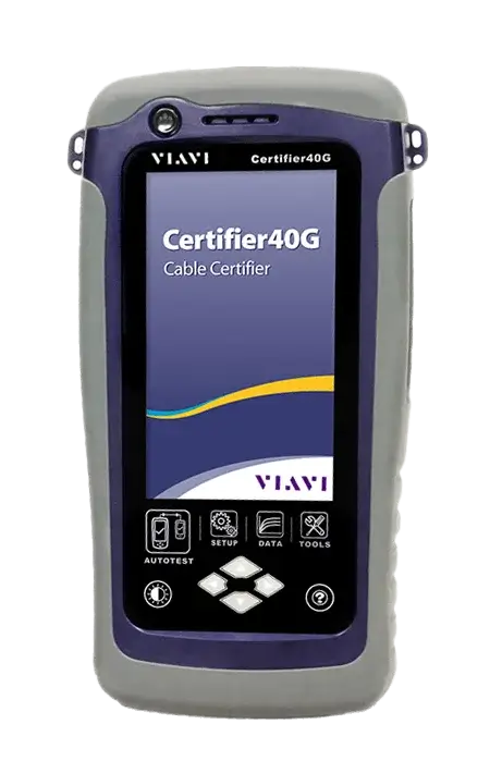 transparent graphic of a viavi certifier40g test device with gray casing