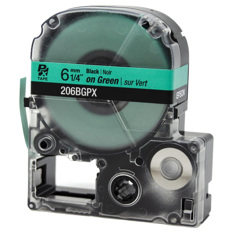 Epson Labelworks 1/4" (6mm) Black on Green Label Tape | 30' - Image 3