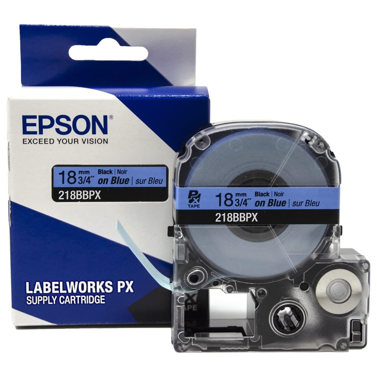 Epson Labelworks 3/4" (18mm) Black On Blue Label Tape | 30' - Image 2
