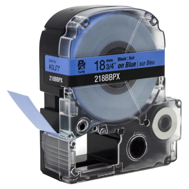 Epson Labelworks 3/4" (18mm) Black On Blue Label Tape | 30' - Image 4