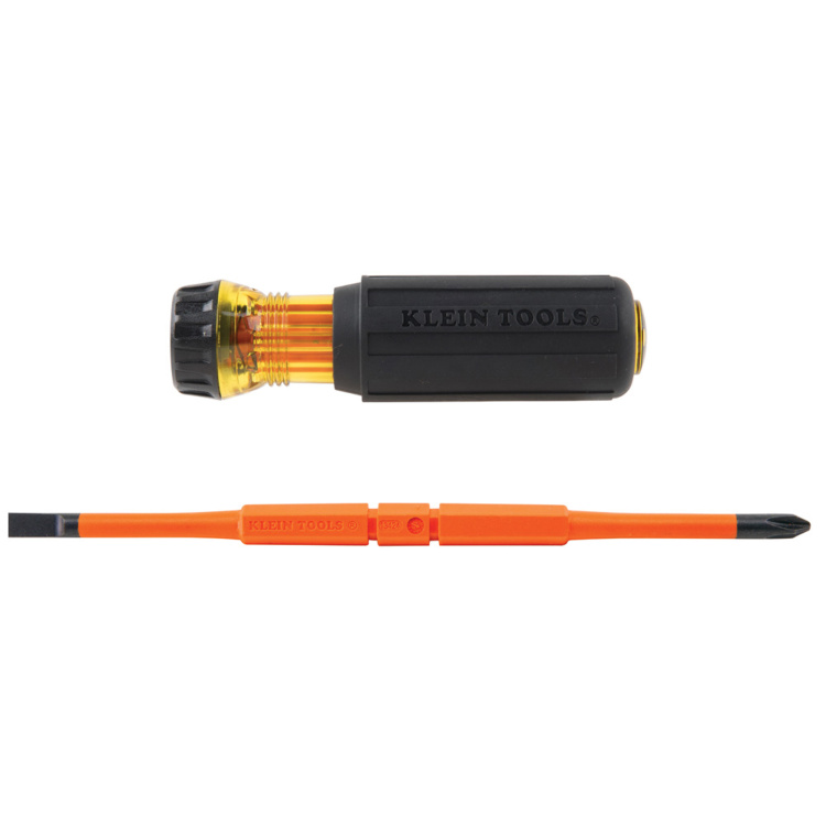 Klein Tools Flip Blade Insulated Screwdriver 2-in-1 Phillips Bit #2, Slot Bit 1/4" - Image 3