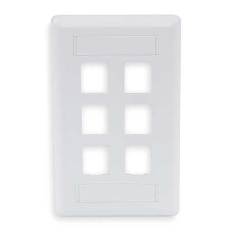 Hubbell Premise 6 Port Flush Faceplate (White)