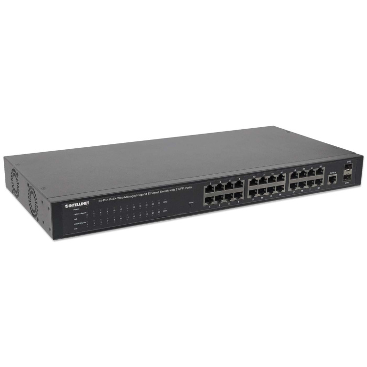 Intellinet 24-Port Gigabit PoE+ Web-Managed Switch with 2 SFP Ports - Image 2