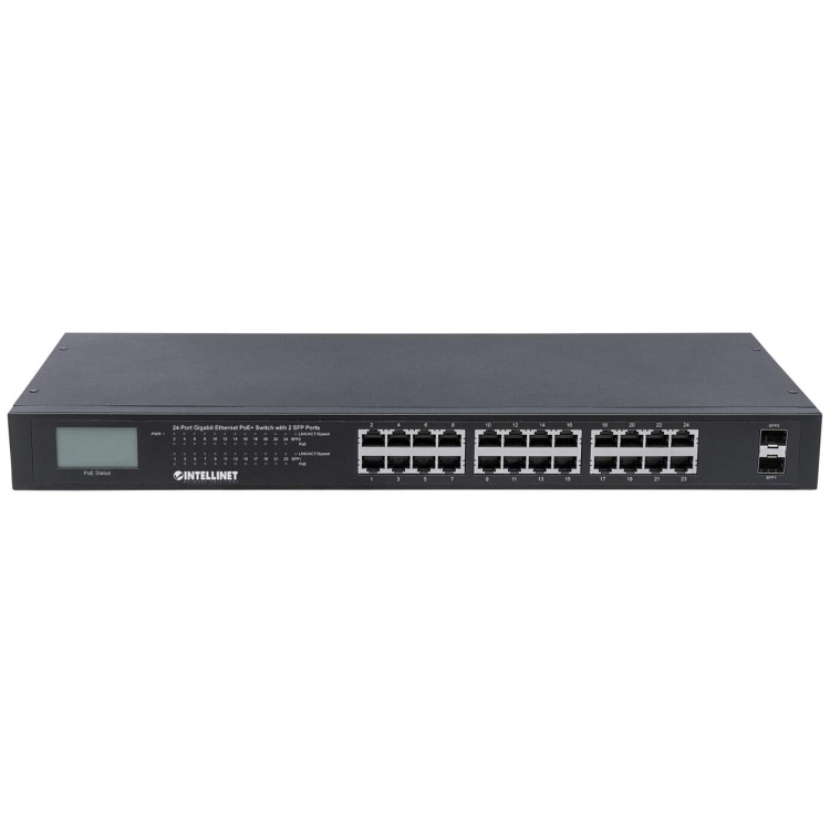 Intellinet 24 Port Gigabit Ethernet PoE+ Switch with 2 SFP Ports - Image 3