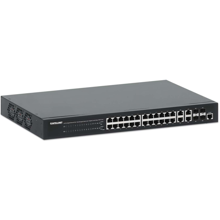 Intellinet 24-Port Gigabit PoE+ Web-Managed Switch with 4 Gigabit Combo Base-T/SFP Ports - Image 2