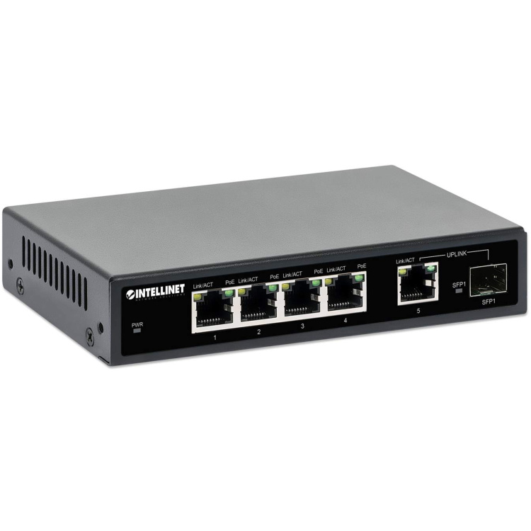 Intellinet 5-Port Gigabit PoE+ Switch with SFP Port - Image 2
