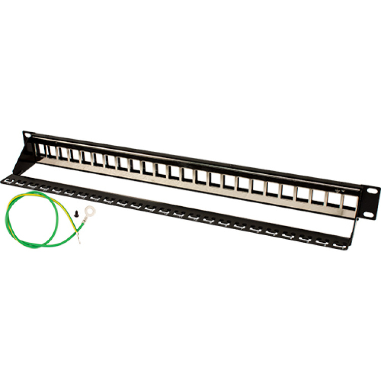 Vertical Cable 24 Port Unloaded Shielded 1U Patch Panel with Rear Cable Management Cable