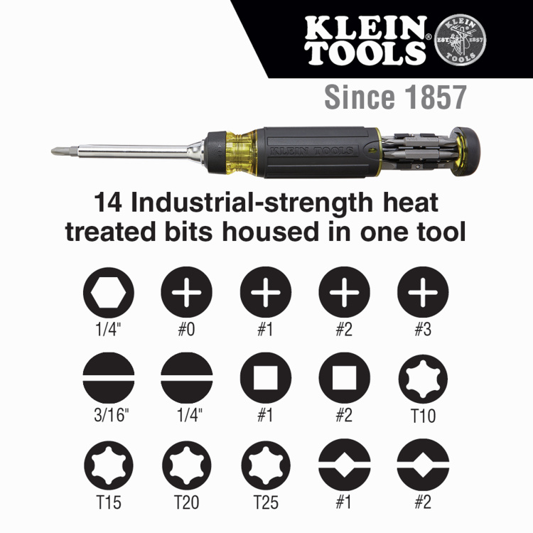 Klein Tools 15 in 1 Multi-Bit Ratcheting Screwdriver - Image 3