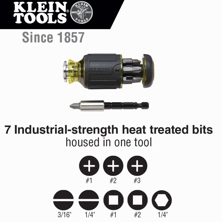 Klein Tools Tools 8-in-1 Multi-Bit Stubby Driver - Image 2