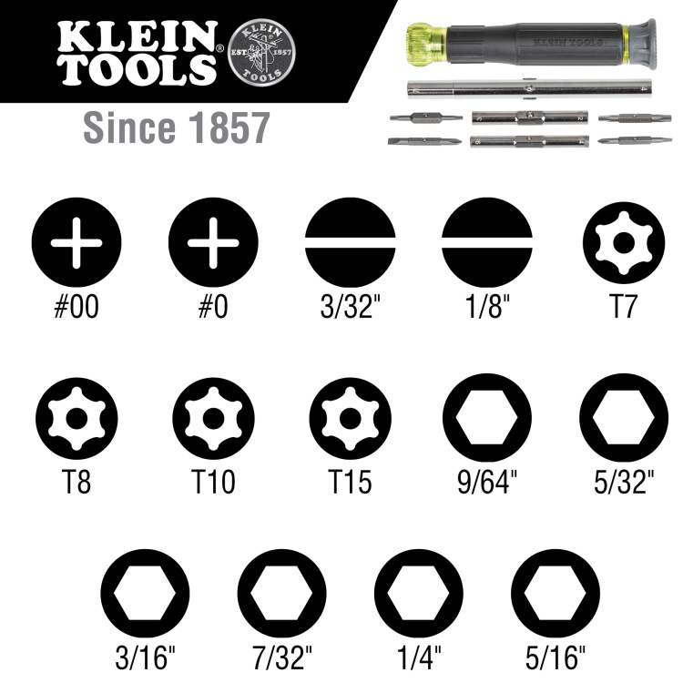 Klein Tools 14-in-1 Precision Screwdriver/ Nut Driver - Image 4