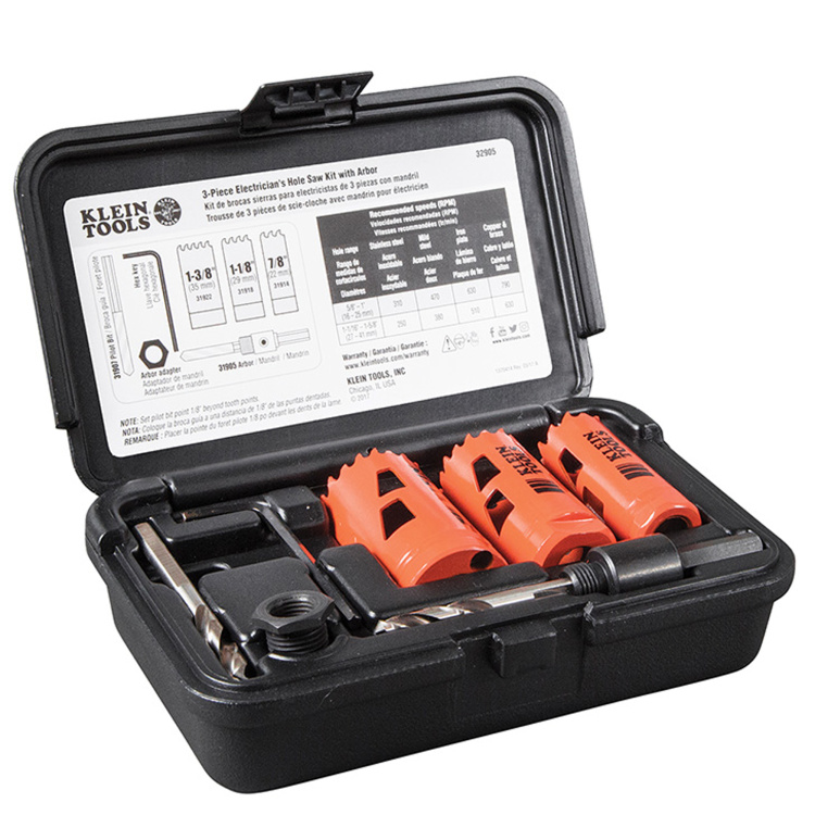 Klein Tools Electrician's Hole Saw Kit with Arbor 3-Piece - Image 3