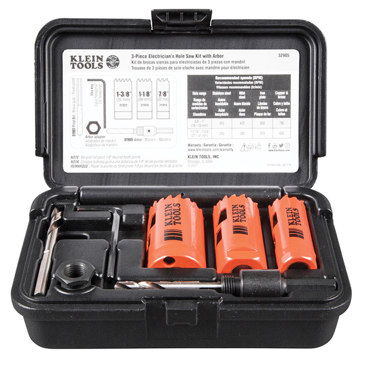 Klein Tools Electrician's Hole Saw Kit with Arbor 3-Piece - Image 4