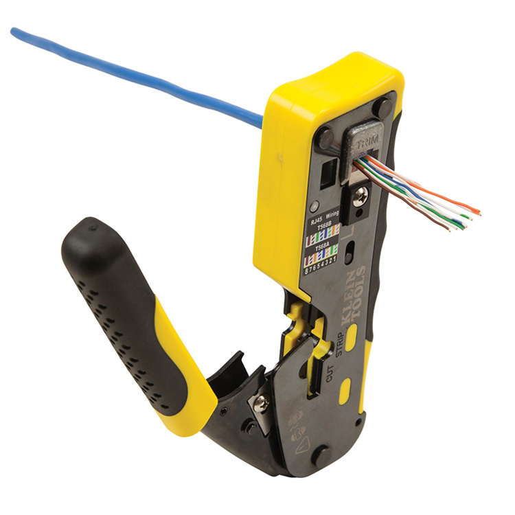 Klein Tools Ratcheting Cable Crimper/Stripper/Cutter for Pass-Thru Plugs - Image 5