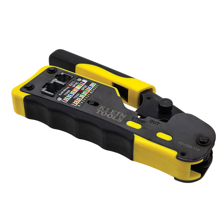 Klein Tools Ratcheting Cable Crimper/Stripper/Cutter for Pass-Thru Plugs - Image 3