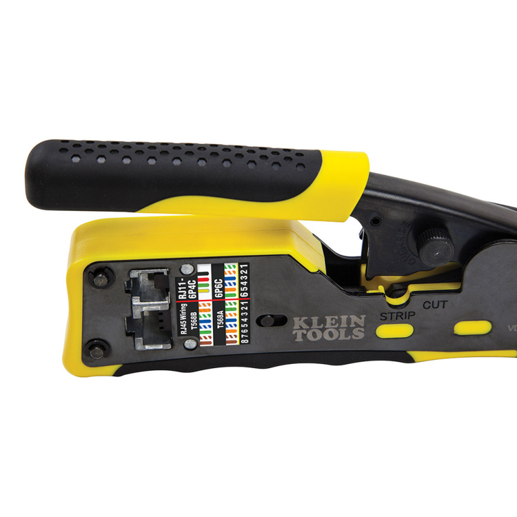 Klein Tools Ratcheting Cable Crimper/Stripper/Cutter for Pass-Thru Plugs - Image 2