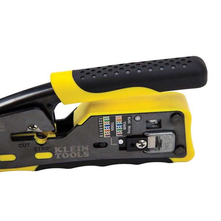 Klein Tools Ratcheting Cable Crimper/Stripper/Cutter for Pass-Thru Plugs - Image 6