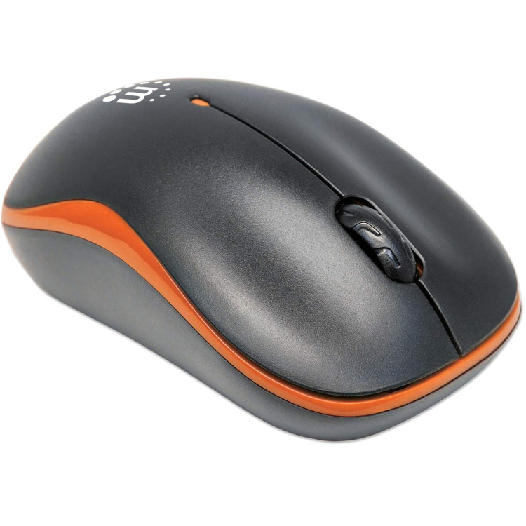 Manhattan Success Wireless Optical Mouse USB, Three Buttons with Scroll Wheel, 1000 DPI | Orange/Black - Image 2