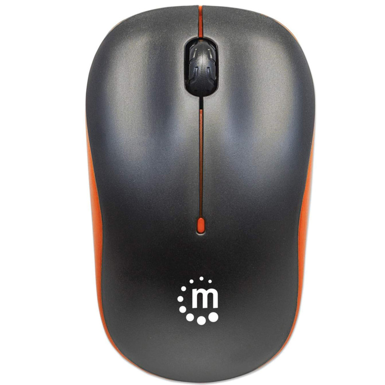 Manhattan Success Wireless Optical Mouse USB, Three Buttons with Scroll Wheel, 1000 DPI | Orange/Black - Image 3