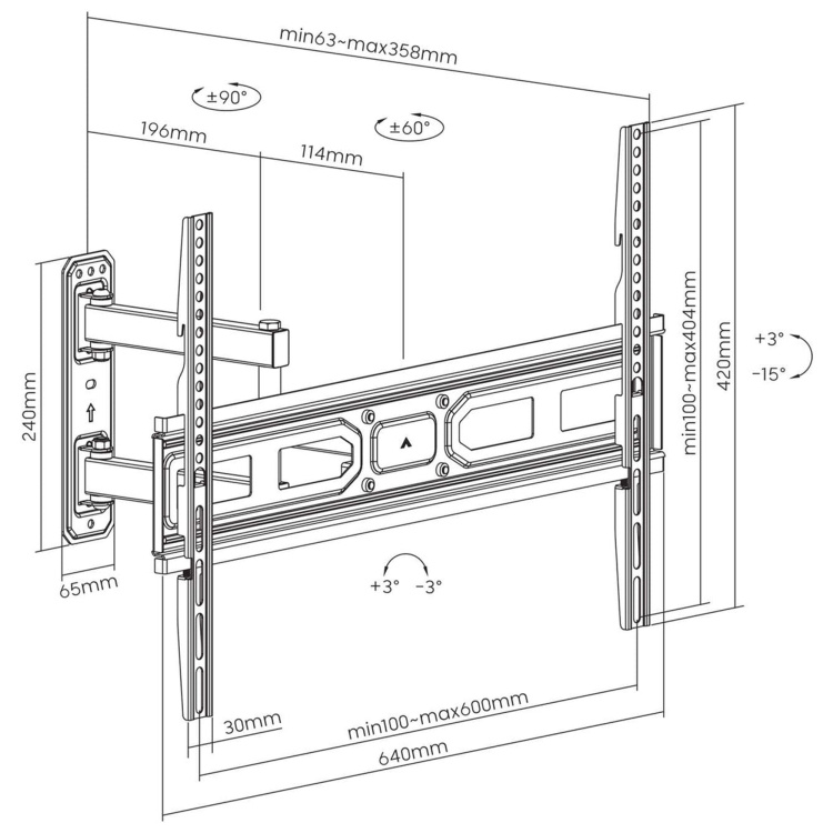 Manhattan 37" - 70" Single Stud Full-Motion TV Wall Mount - Image 3