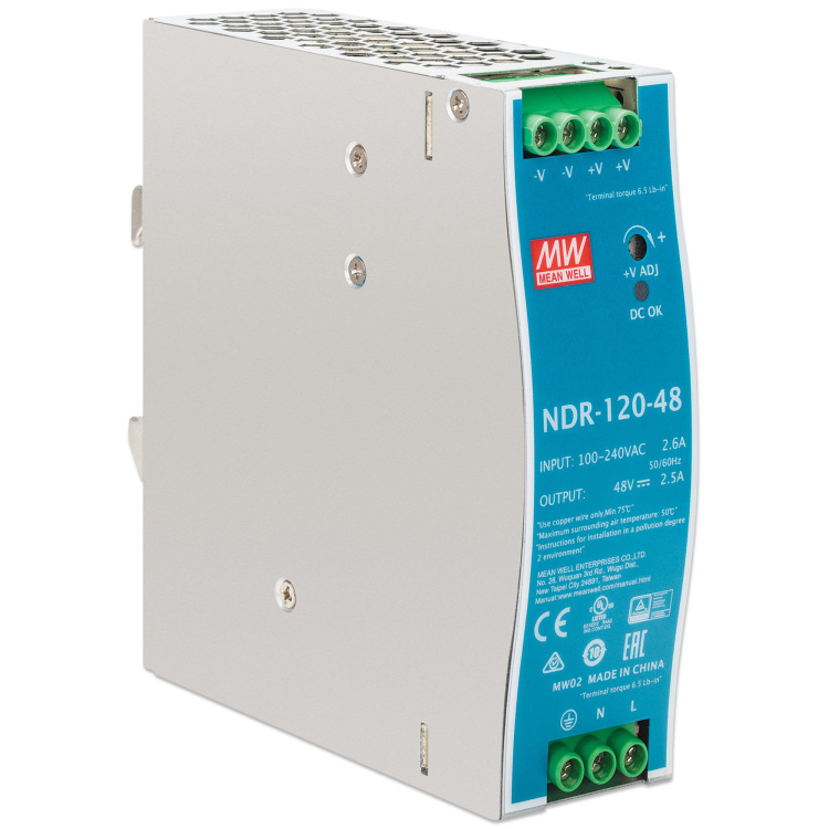 Intellinet Industrial Power Supply 120W 48VDC DIN Rail MTG One Output - Image 2