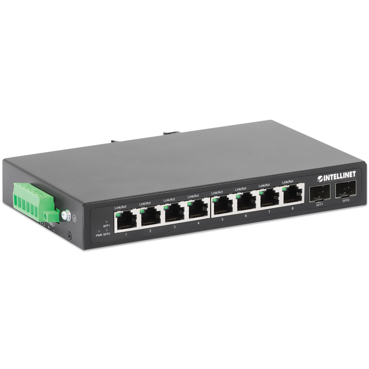 Intellinet 8 Port Industrial Gigabit Ethernet Switch with 2 SFP Ports - Image 2