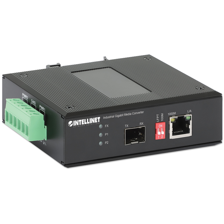 Intellinet Media Converter Industrial Gigabit Ethernet 10/100/1000 to Unloaded SFP Slot 12 to 56VDC - Image 2