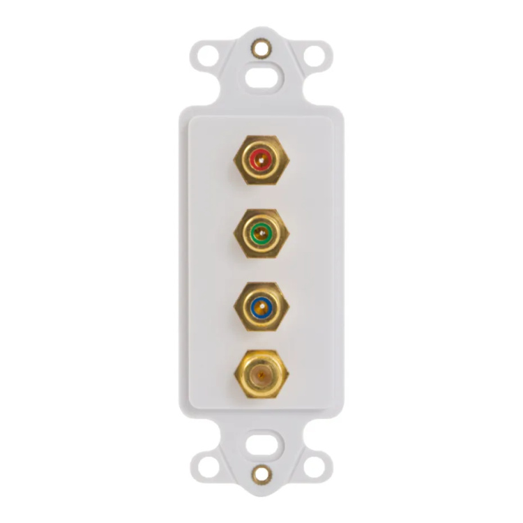 ICC Decora Insert 3 RCA's RGB and 1 F Feed Through White | Discontinued
