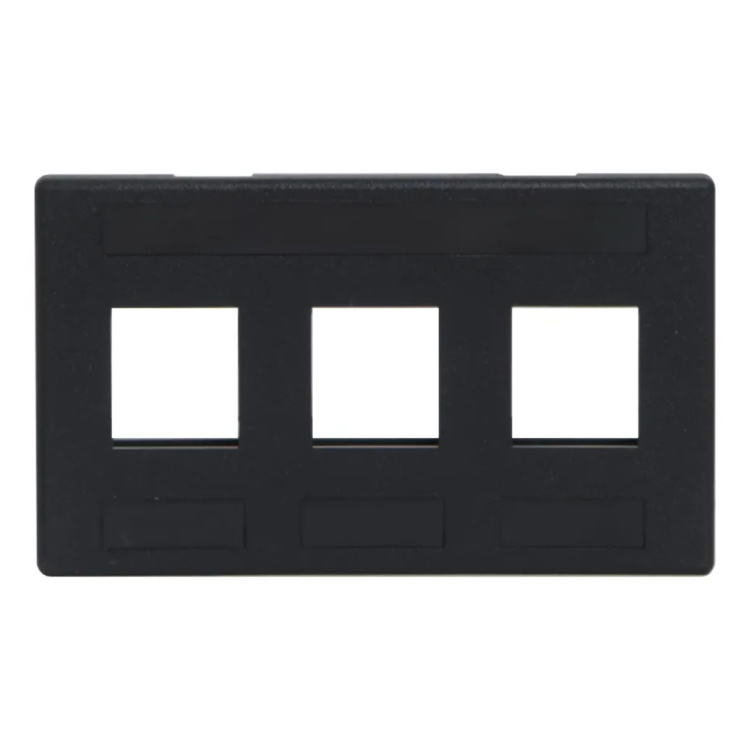 ICC 3 Port Modular Furniture Faceplate | Black