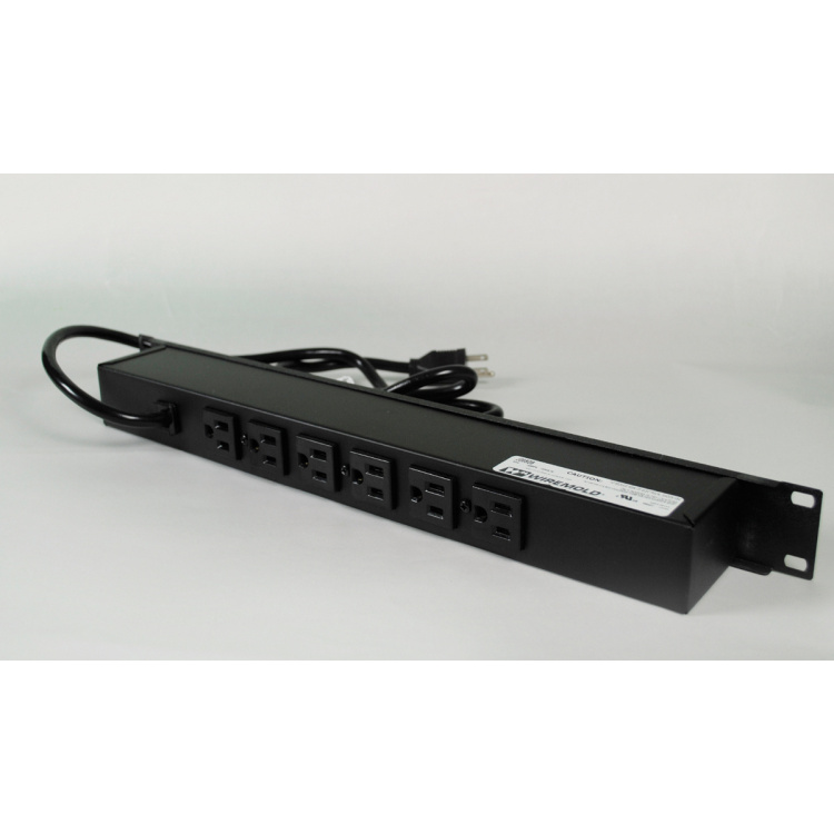 Legrand Rack Mount Power Strip, 120v,15a, 6 Rear Outlets, Lighted Switch, 6' Cord