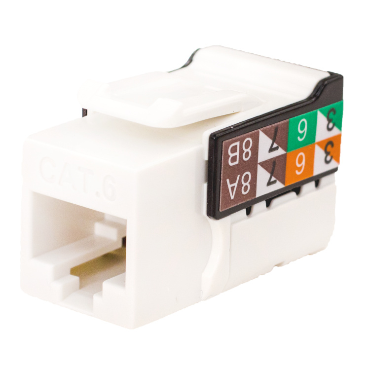 Vertical Cable CAT6 RJ45 Keystone Jack Bright White | 25 Pack