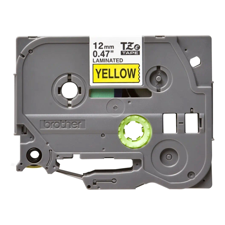 Brother Mobile 1/2" (12mm) Black on Yellow Standard Adhesive Laminated Label Tape