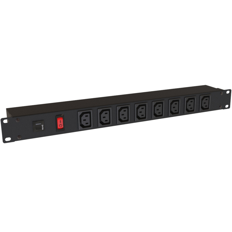 Hammond 1U Front-Loaded 8 Outlet C13/10A PDU with C14 Power | Black