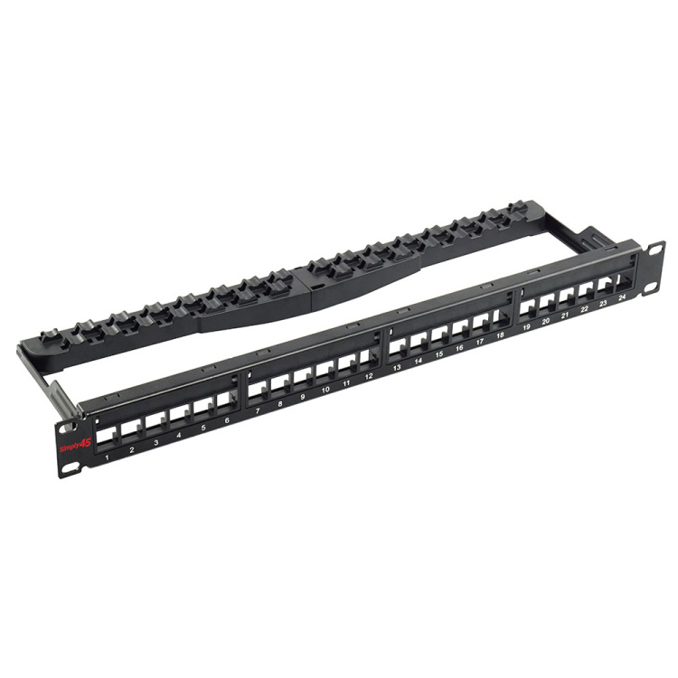 Simply45 24 Port Unloaded Keystone Patch Panel with Cable Management