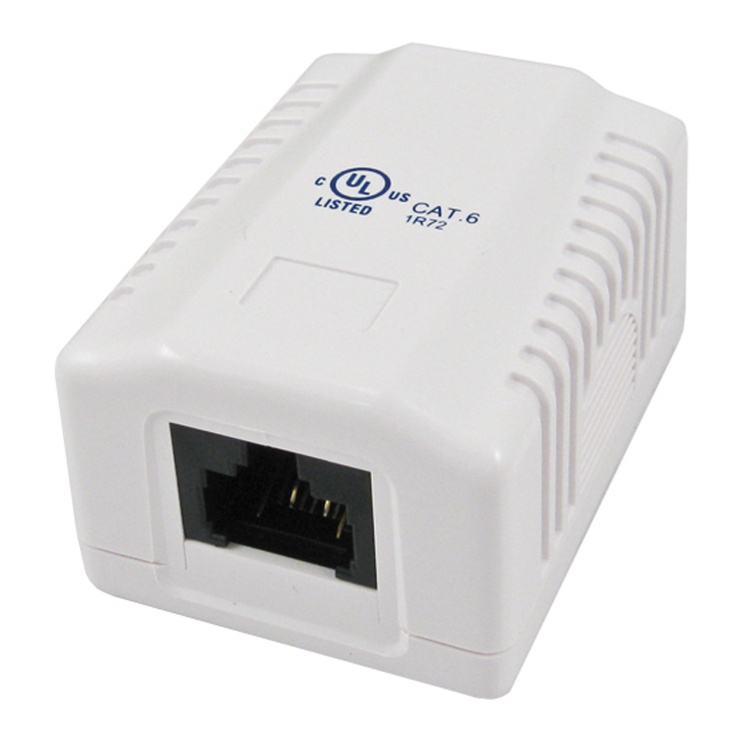 Vertical Cable 1 Port Cat6 Surface Mount Box | White