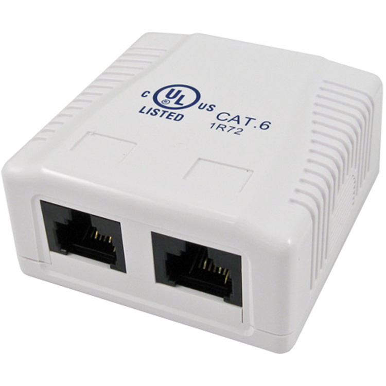 Vertical Cable 2 Port Cat6 Surface Mount Box | White