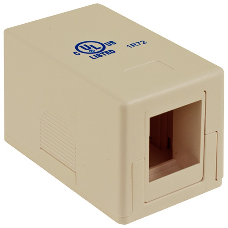 Vertical Cable 1 Port Unloaded Surface Mount Box | Ivory