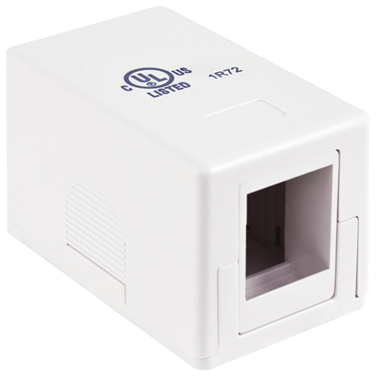 Vertical Cable 1 Port Unloaded Surfaced Mount Box | White