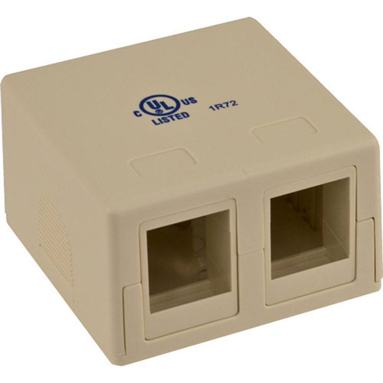 Vertical Cable 2 Port Surface Mount Box | Ivory