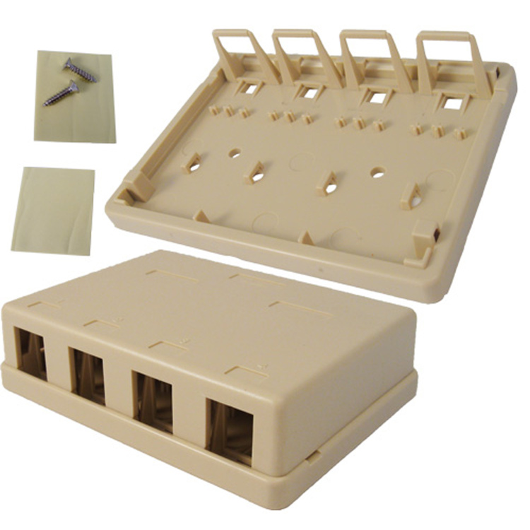 Vertical Cable 4 Port Surface Mount Box | Ivory