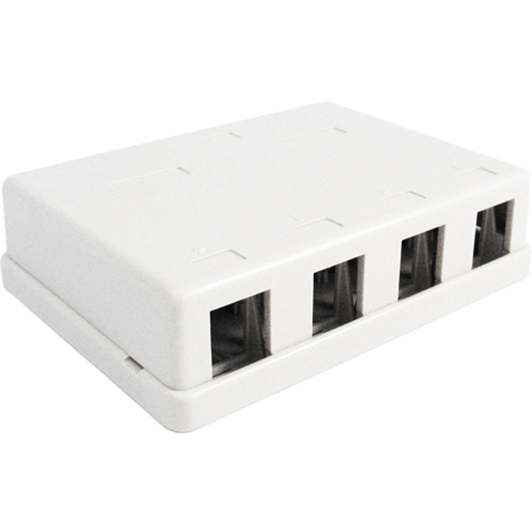 Vertical Cable 4 Port Unloaded Surface Mount Box | White