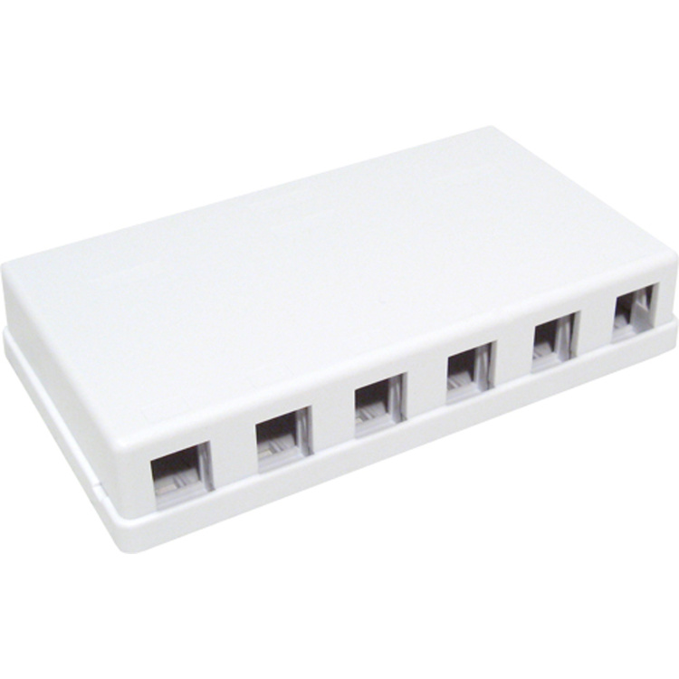 Vertical Cable 6 Port Unloaded Surface Mount Box | White