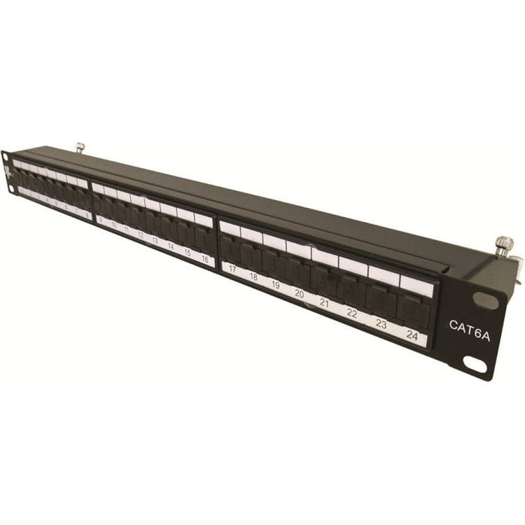 Vertical Cable 24 Port Cat6A Shielded Patch Panel with Krone Termination