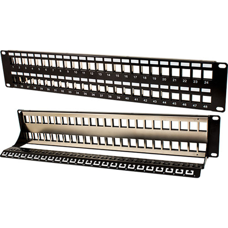 Vertical Cable 48 Port Unloaded Shielded Patch Panel with Cable Management