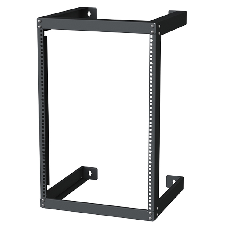 Vertical Cable 16U Open Frame Wall Mount Rack with Cage Nuts and Screws