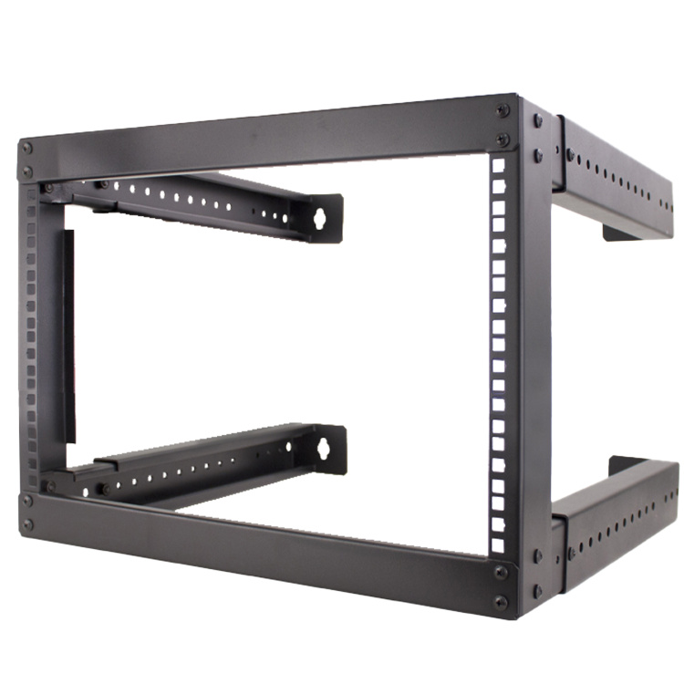 Vertical Cable 6U Open Frame Wall Mount Rack Adjustable Depth 18"-30"