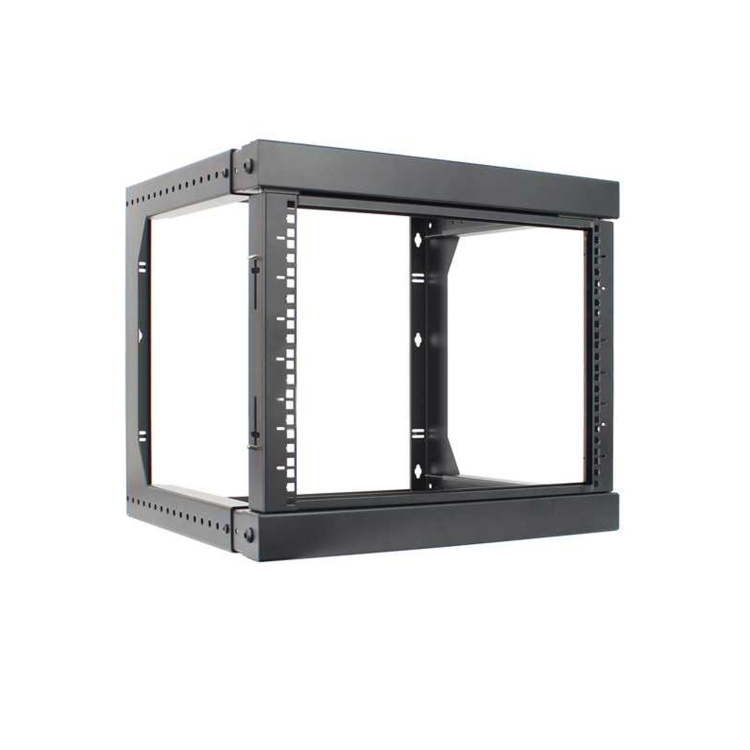 Vertical Cable 8U Open Frame Wall Mount Swing-Out Network Rack with Adjustable Depth 18" - 30"