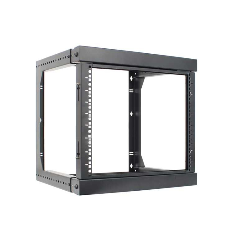 Vertical Cable 9U Open Frame Wall Mount Swing-Out Network Rack with Adjustable Depth 18" to 30"