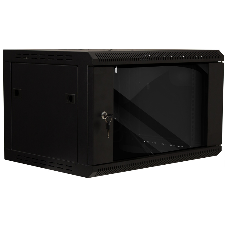 Vertical Cable 6U Wall Mount Enclosure with Tempered Glass