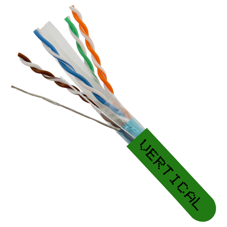 Vertical Cable 1000ft Cat6A Shielded CMR (Riser) | Green